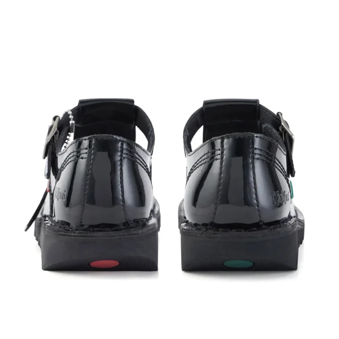Zapatos Kick T-Bar de charol para mujer, color negro
