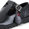 Zapatos Kick T-Bar de charol para mujer, color negro