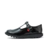 Zapatos Kick T-Bar de charol para mujer joven, color negro