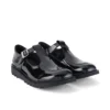 Zapatos Kick T-Bar de charol para mujer joven, color negro