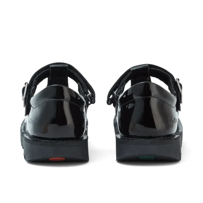Zapatos Kick T-Bar de charol para mujer joven, color negro