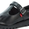 Zapatos Kick T-Bar de charol para mujer joven, color negro
