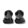 Zapatos Kick T-Bar de piel negra con velcro para niñas pequeñas