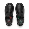 Zapatos Kick T-Bar de piel negra con velcro para niñas pequeñas