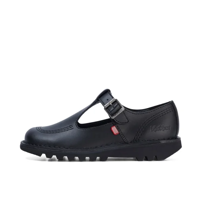 Zapatos Kick T-Bar de piel para mujer, color negro