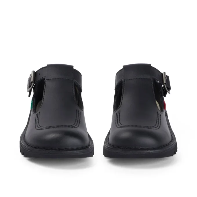 Zapatos Kick T-Bar de piel para mujer, color negro