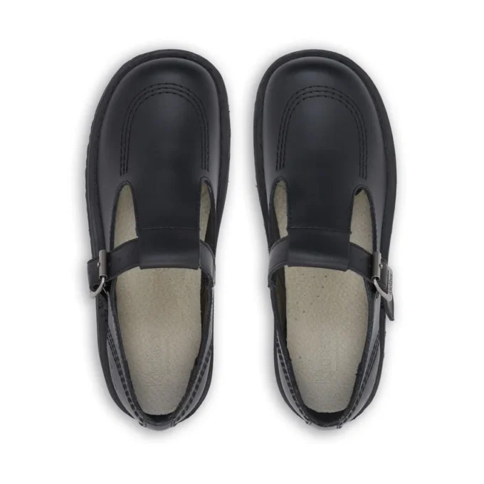 Zapatos Kick T-Bar de piel para mujer, color negro