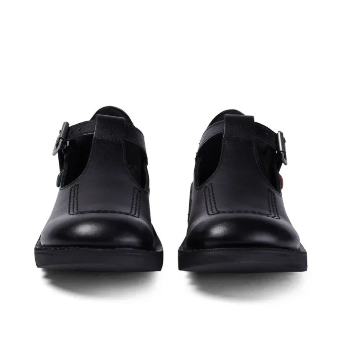 Zapatos Kick T-Bar de piel para mujer joven, color negro