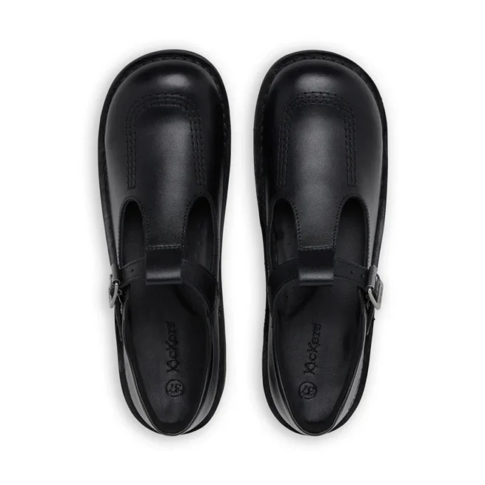 Zapatos Kick T-Bar de piel para mujer joven, color negro