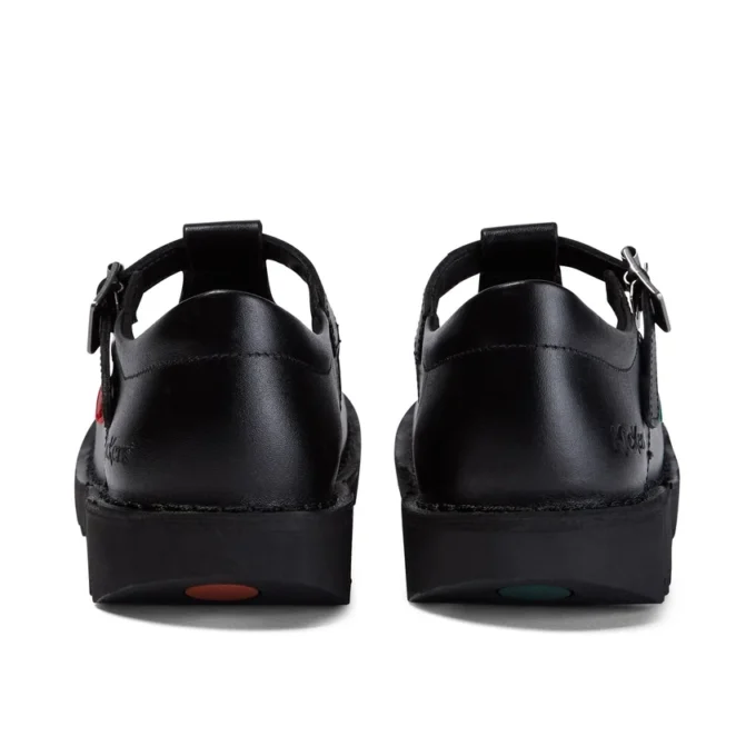 Zapatos Kick T-Bar de piel para mujer joven, color negro