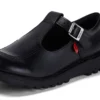 Zapatos Kick T-Bar de piel para mujer joven, color negro