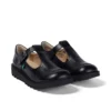 Zapatos Kick T-Bar de piel para niñas, color negro