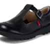 Zapatos Kick T-Bar de piel para niñas, color negro