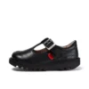 Zapatos Kick T-Bar de piel sintética para niñas, color negro