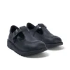 Zapatos Kick T-Bar de piel sintética para niñas, color negro