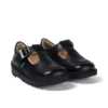 Zapatos Kick T-Bar de piel sintética para niñas, color negro