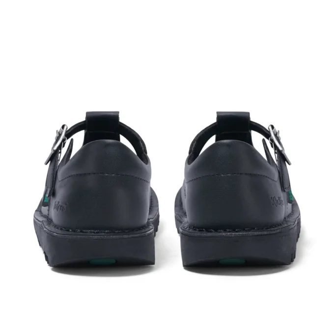 Zapatos Kick T-Bar de piel sintética para niñas, color negro