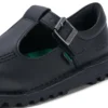Zapatos Kick T-Bar de piel sintética para niñas, color negro