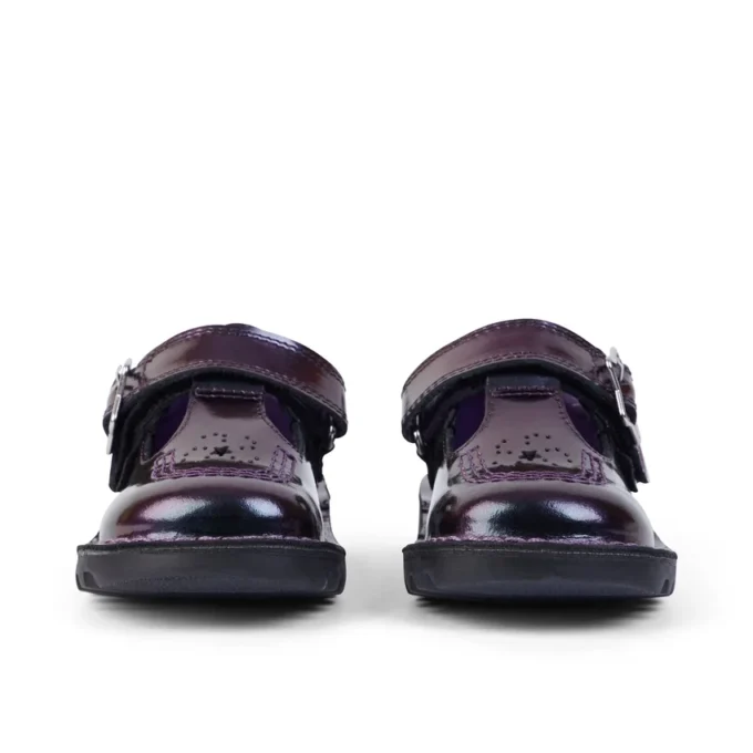 Zapatos Kick T-Bar Galactic de charol morado para niña pequeña