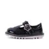 Zapatos Kick T-Bar Galactic de piel negra para niñas pequeñas