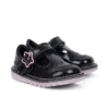 Zapatos Kick T-Bar Galactic de piel negra para niñas pequeñas