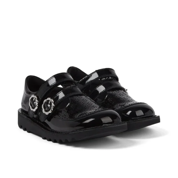 Zapatos Kick T-Bar Meadow de charol negro para niñas