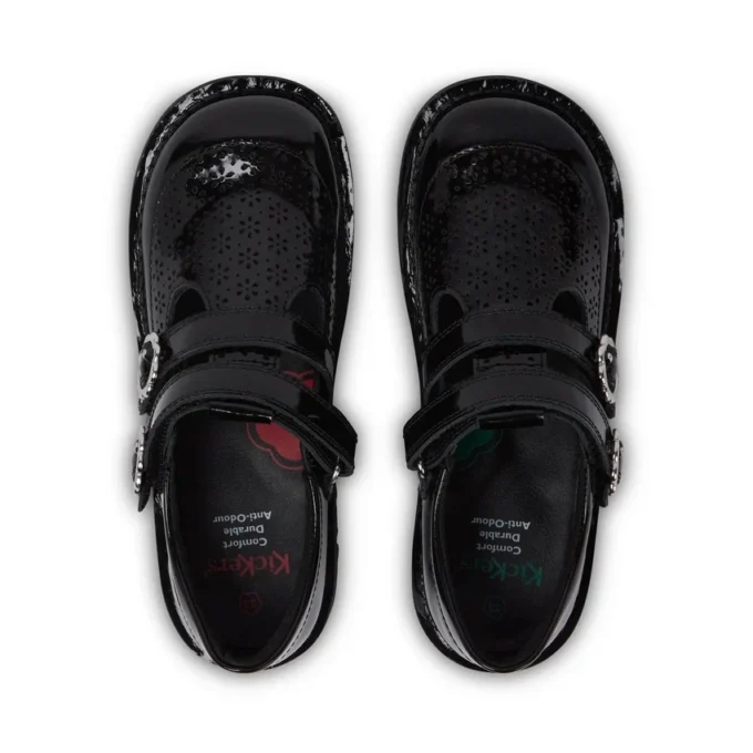 Zapatos Kick T-Bar Meadow de charol negro para niñas