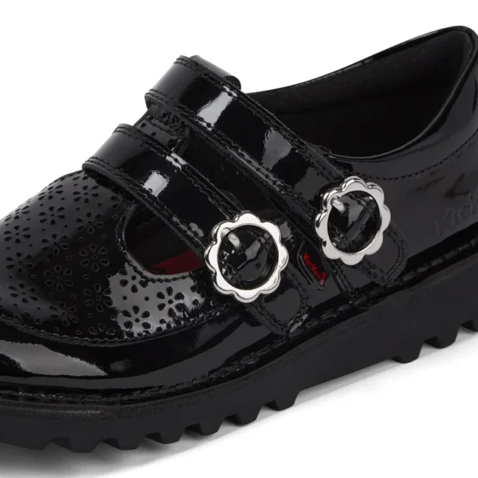 Zapatos Kick T-Bar Meadow de charol negro para niñas
