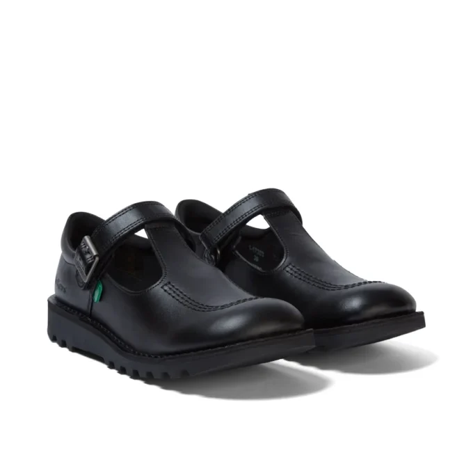 Zapatos Kick T-Bar para mujer joven, charol negro