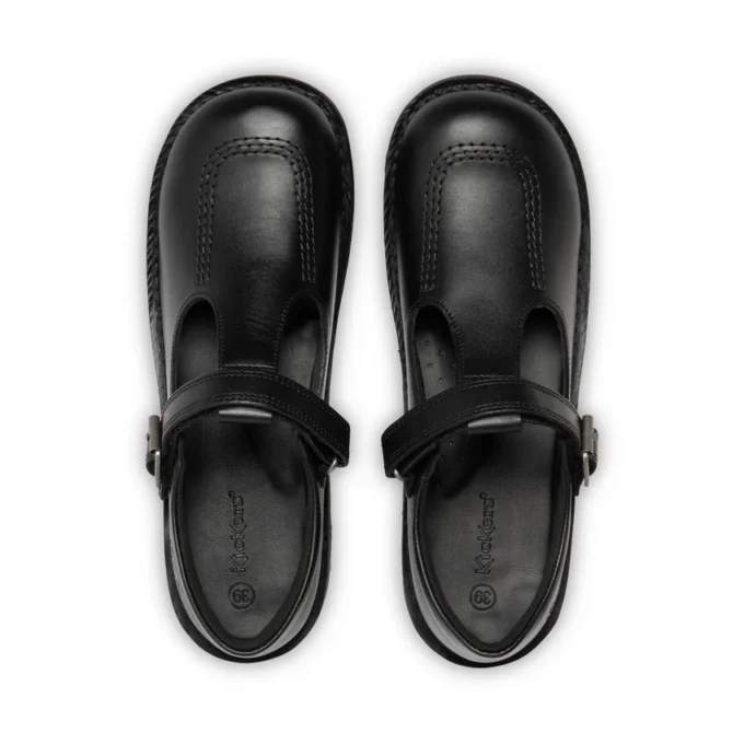 Zapatos Kick T-Bar para mujer joven, charol negro