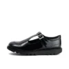Zapatos Kick T-Bar para mujer joven, de piel sintética, charol, color negro