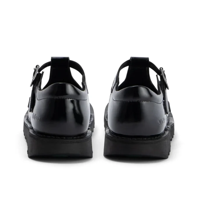 Zapatos Kick T-Bar para mujer joven, de piel sintética, charol, color negro