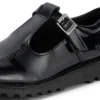 Zapatos Kick T-Bar para mujer joven, de piel sintética, charol, color negro