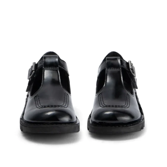 Zapatos Kick T-Bar para niñas, de imitación de charol, en color negro