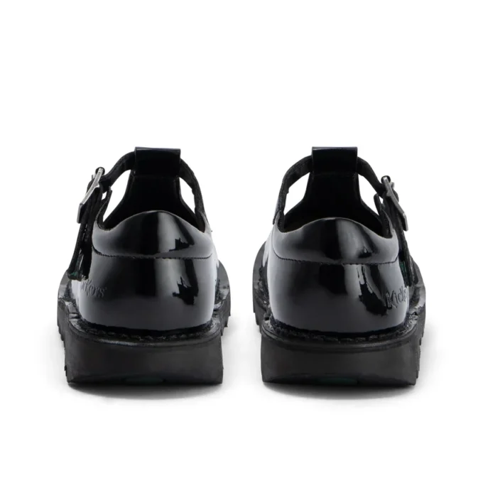 Zapatos Kick T-Bar para niñas, de imitación de charol, en color negro
