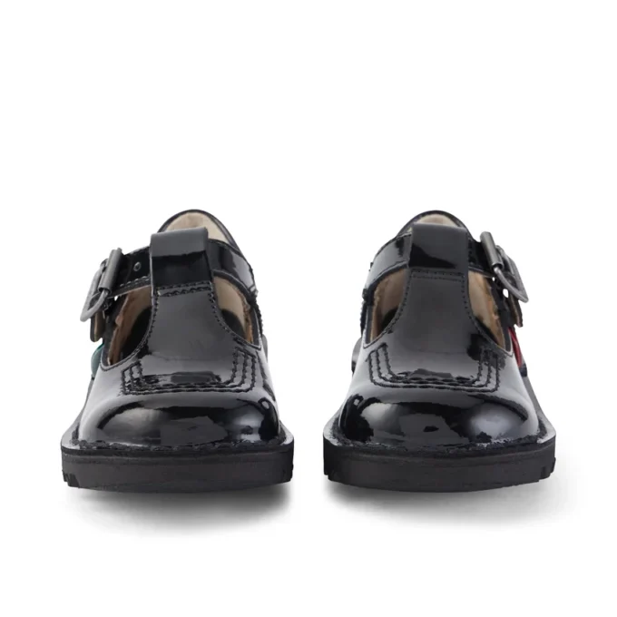 Zapatos Kick T-Bar para niñas pequeñas en charol negro