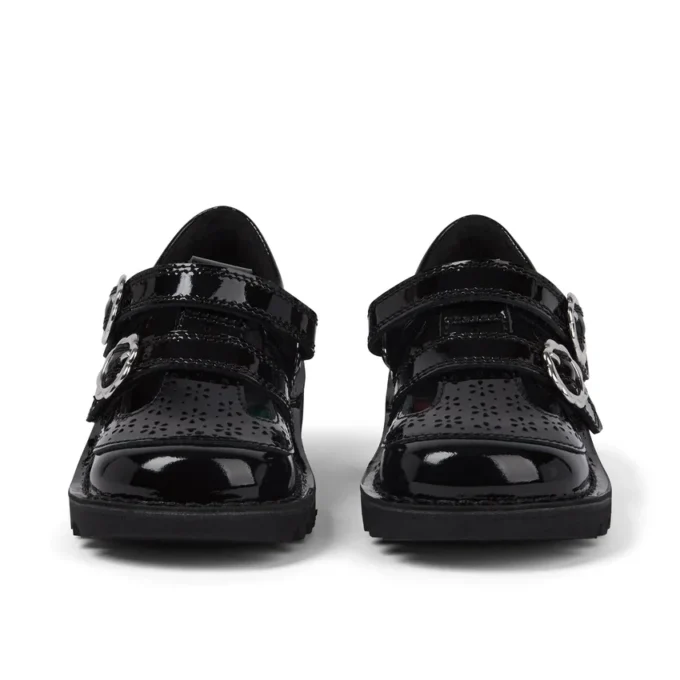 Zapatos Kick T-Bar para niñas pequeñas en charol negro