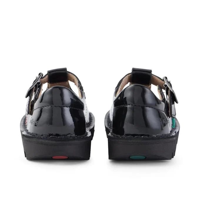 Zapatos Kick T-Bar para niñas pequeñas en charol negro