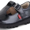 Zapatos Kick T-Bar para niñas pequeñas en charol negro