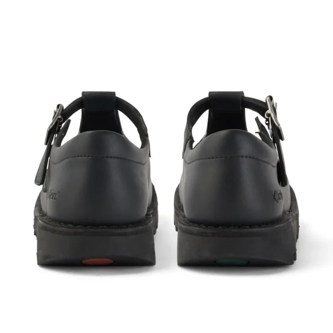 Zapatos Kick T-Bar para niñas y jóvenes, de imitación de cuero, negros