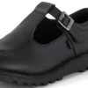 Zapatos Kick T-Bar para niñas y jóvenes, de imitación de cuero, negros
