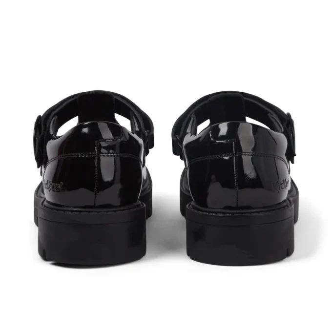 Zapatos Kori T-Bar de charol para mujer joven, color negro