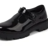 Zapatos Kori T-Bar de charol para mujer joven, color negro