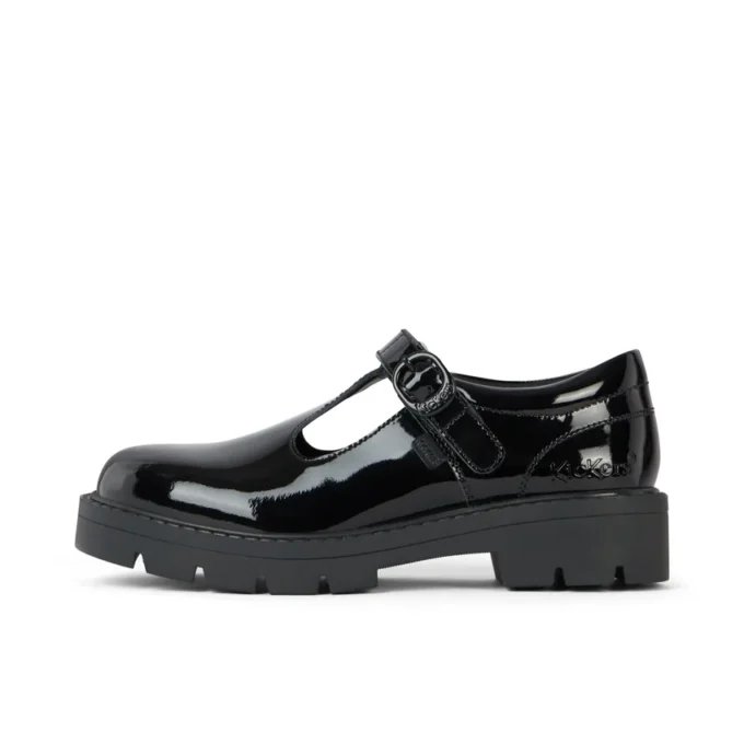Zapatos Kori T Bar de charol para niñas, en negro