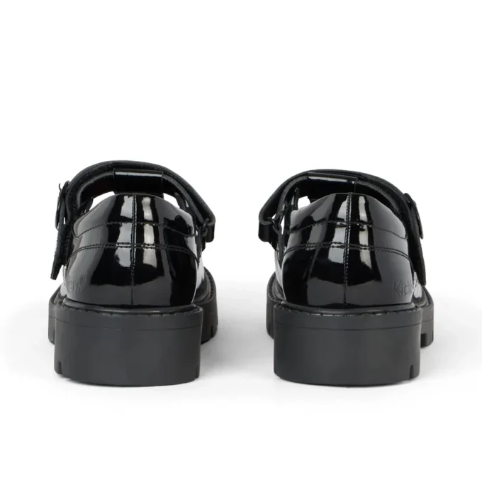 Zapatos Kori T Bar de charol para niñas, en negro