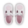 Zapatos T-Bar Wave de piel para niña, color blanco