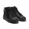 Zapatos Tovni Hi Stack Chain de piel para mujer joven, negros