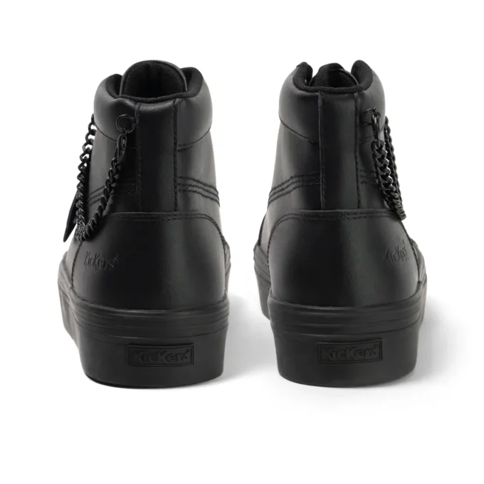 Zapatos Tovni Hi Stack Chain de piel para mujer joven, negros