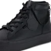 Zapatos Tovni Hi Stack Chain de piel para mujer joven, negros