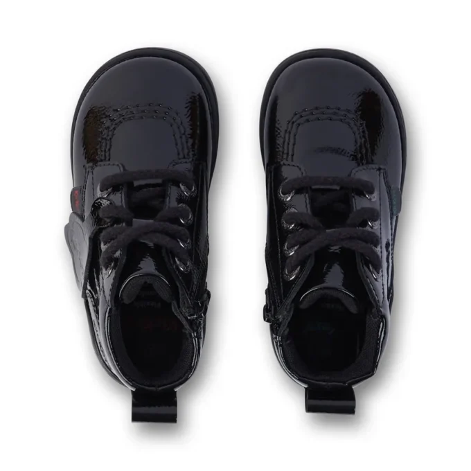 Zapatos unisex para bebé Playflex Hi de charol arrugado, negros